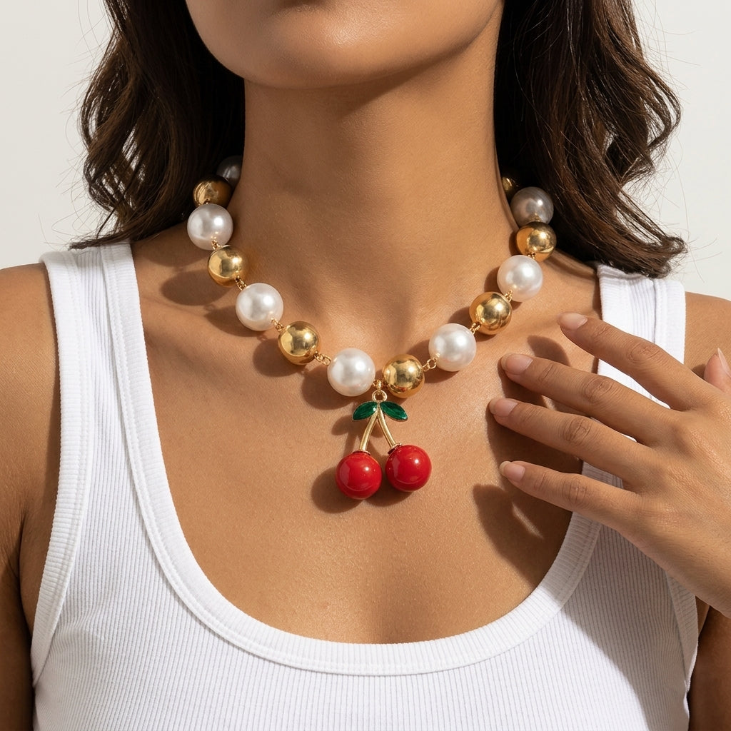 Collana a goccia di ciliegia