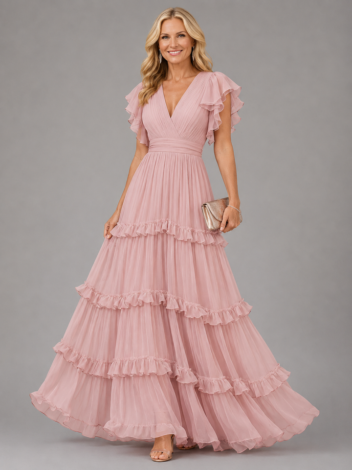 Zoe | Abito da sposa lungo elegante rosa chiaro
