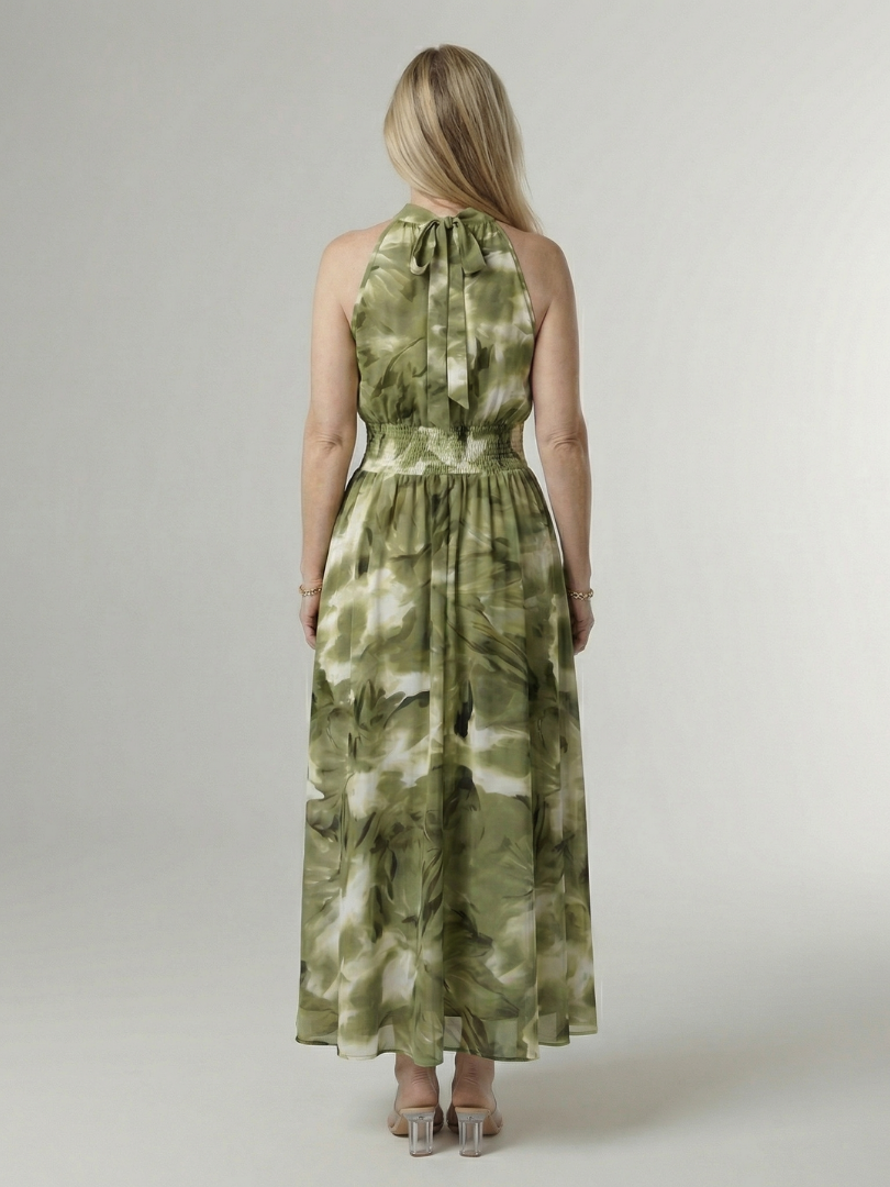 Sylin | Abito midi con scollo a halterneck e arricciature