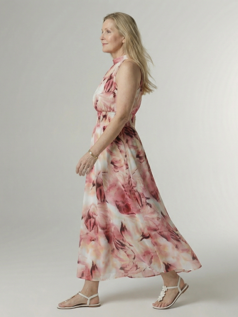 Sylin | Abito midi con scollo a halterneck e arricciature