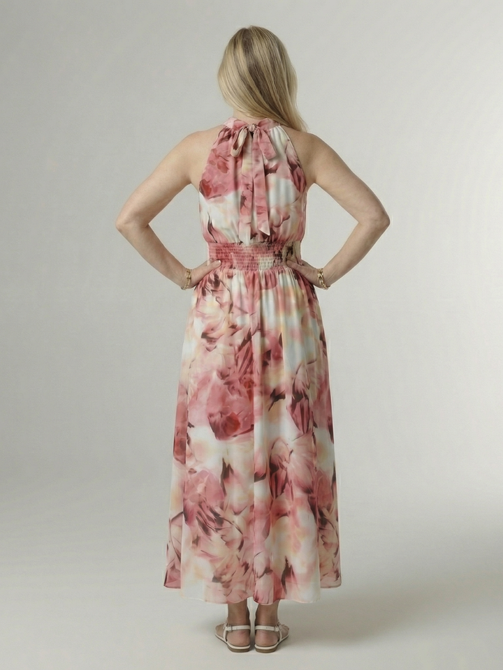 Sylin | Abito midi con scollo a halterneck e arricciature