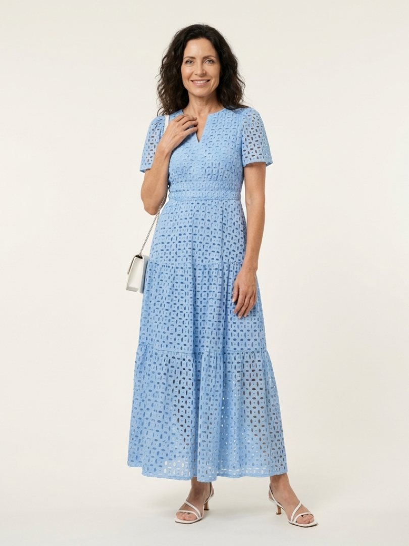 Brielle | Vestito midi a strati con scollo a V e maniche corte