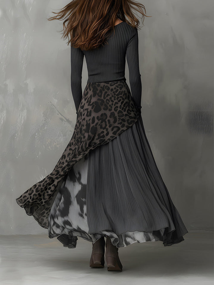Martina | Vestito lungo in stile bohemiano con stampa leopardata • S1