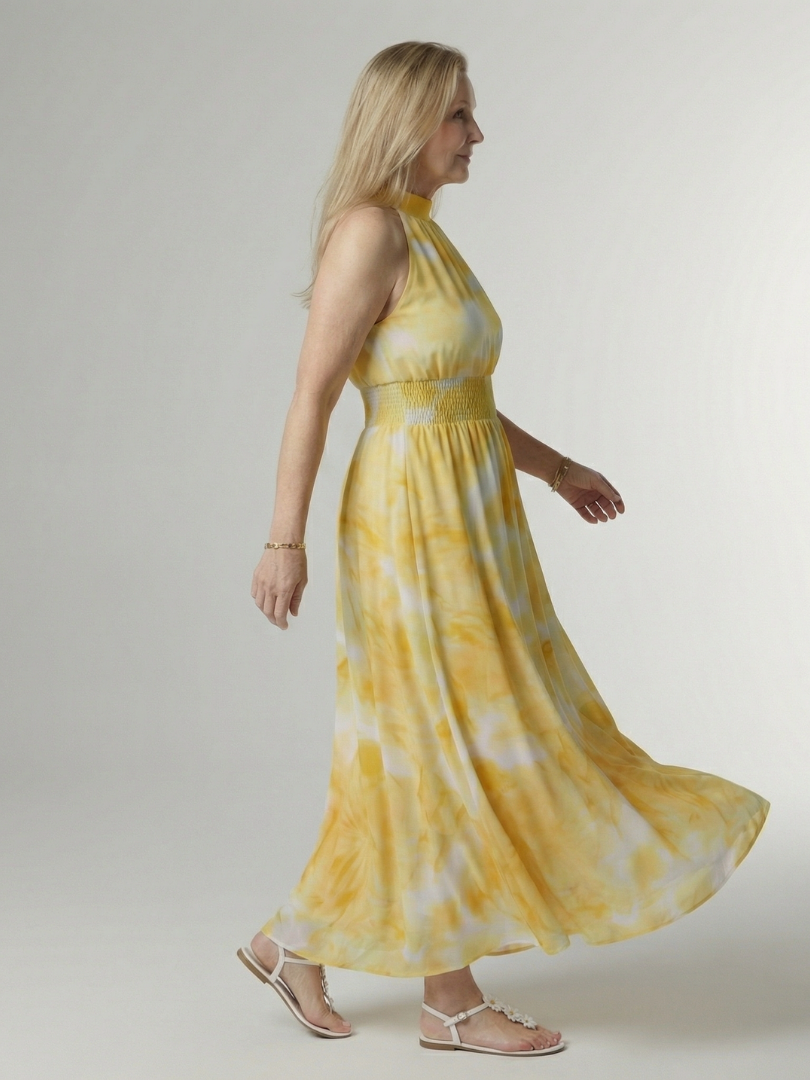 Sylin | Abito midi con scollo a halterneck e arricciature