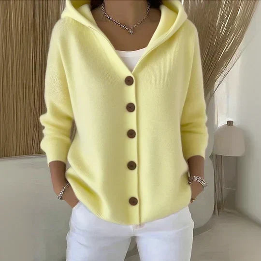 Darienne | Cardigan in maglia con cappuccio e chiusura a bottoni