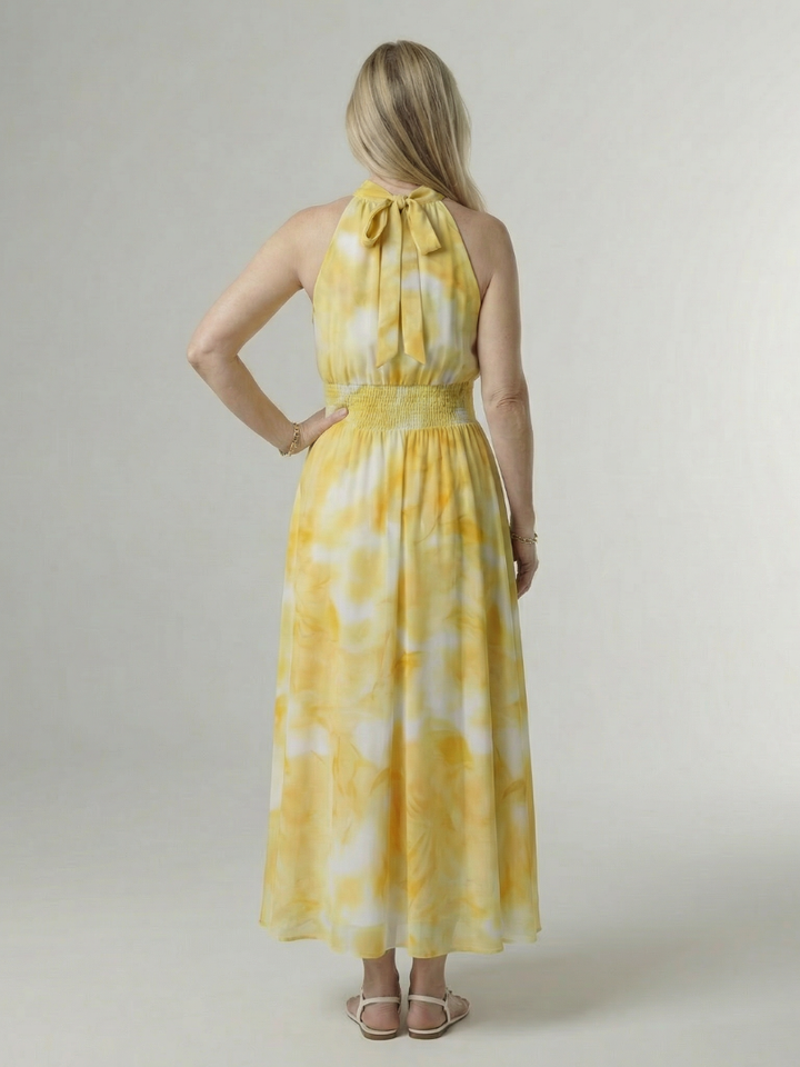 Sylin | Abito midi con scollo a halterneck e arricciature