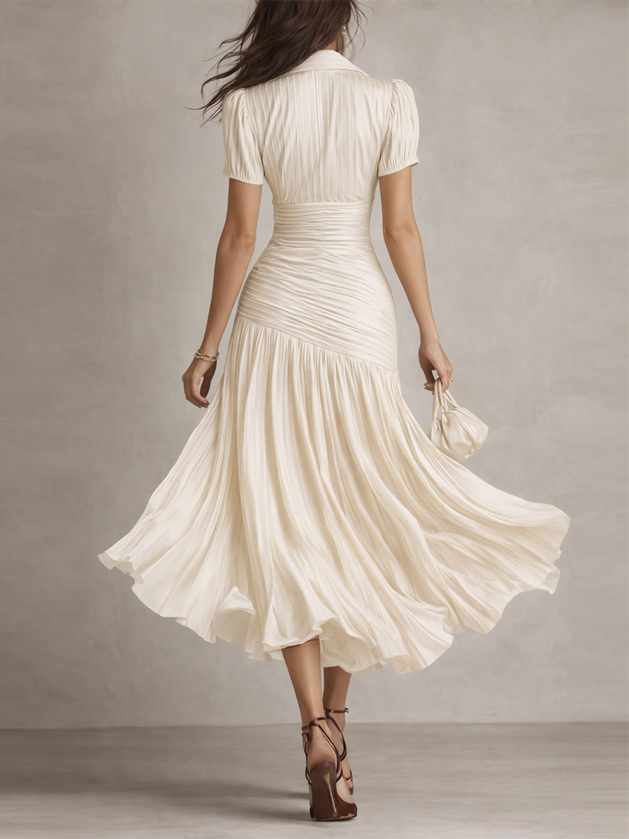 Adriana - Abito midi in satin a righe retrò