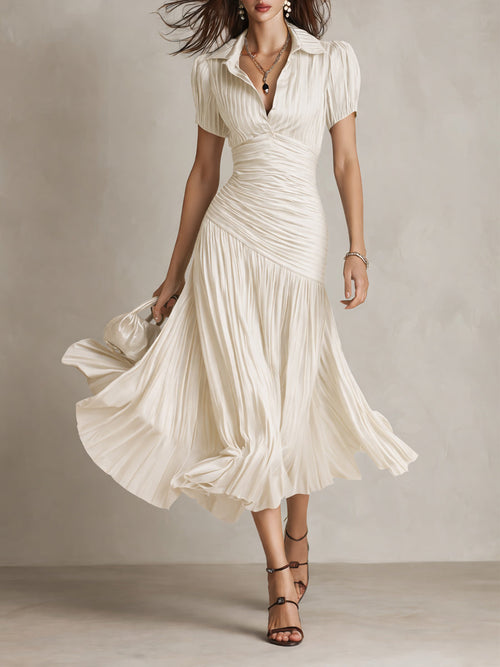 Adriana - Abito midi in satin a righe retrò