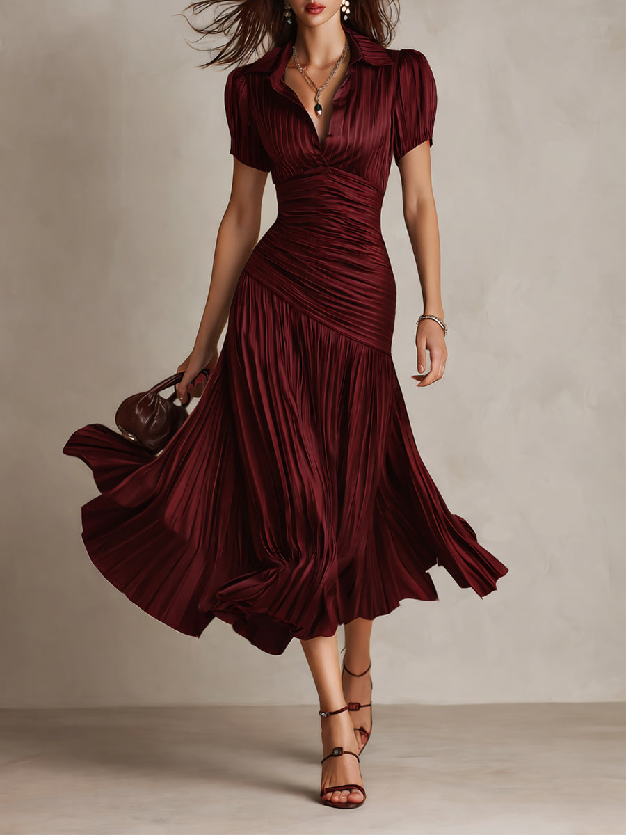 Adriana - Abito midi in satin a righe retrò