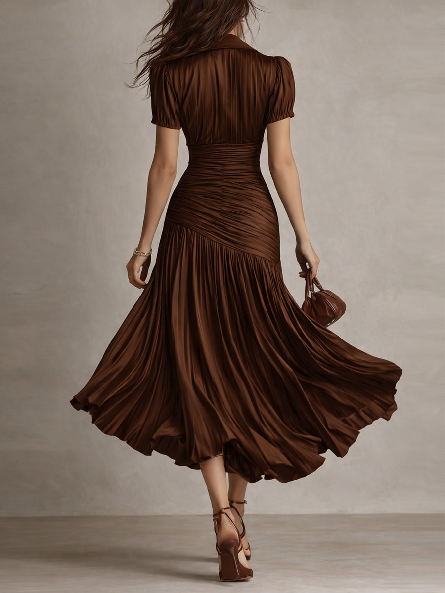 Adriana - Abito midi in satin a righe retrò