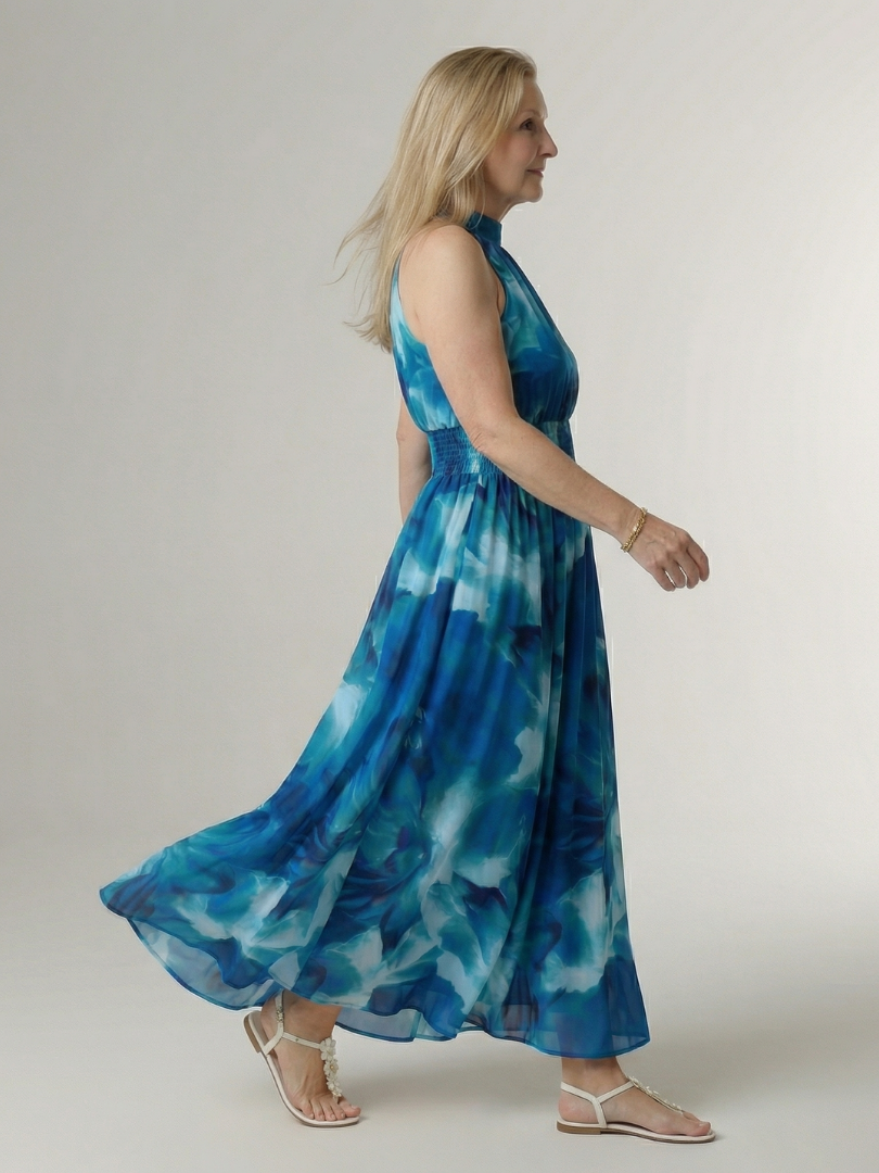 Sylin | Abito midi con scollo a halterneck e arricciature