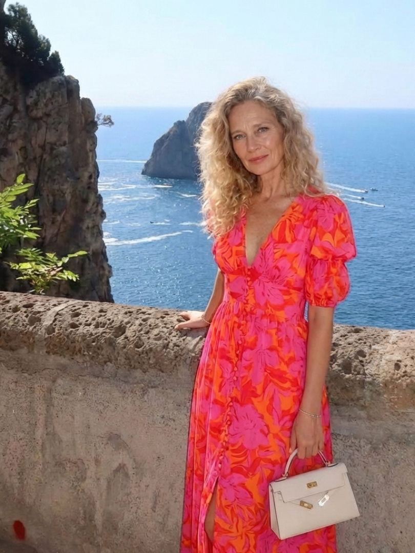 Willow | Vestito midi floreale con scollo a V e maniche a sbuffo