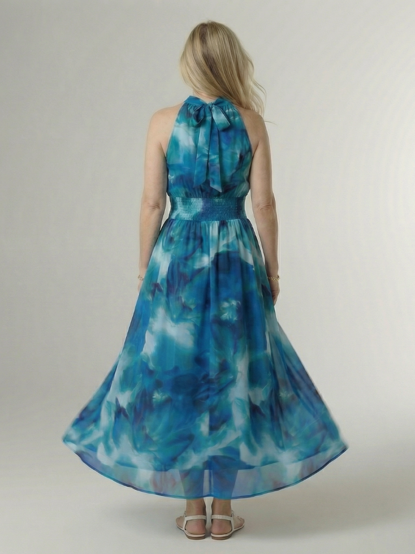 Sylin | Abito midi con scollo a halterneck e arricciature