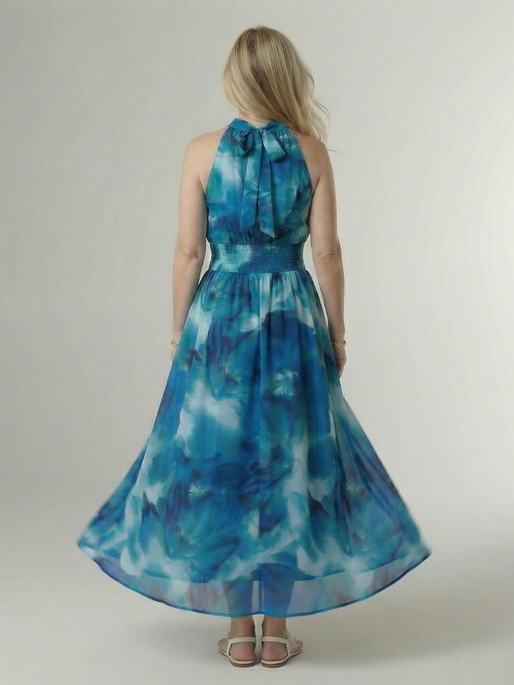 Sylin | Abito midi con scollo a halterneck e arricciature