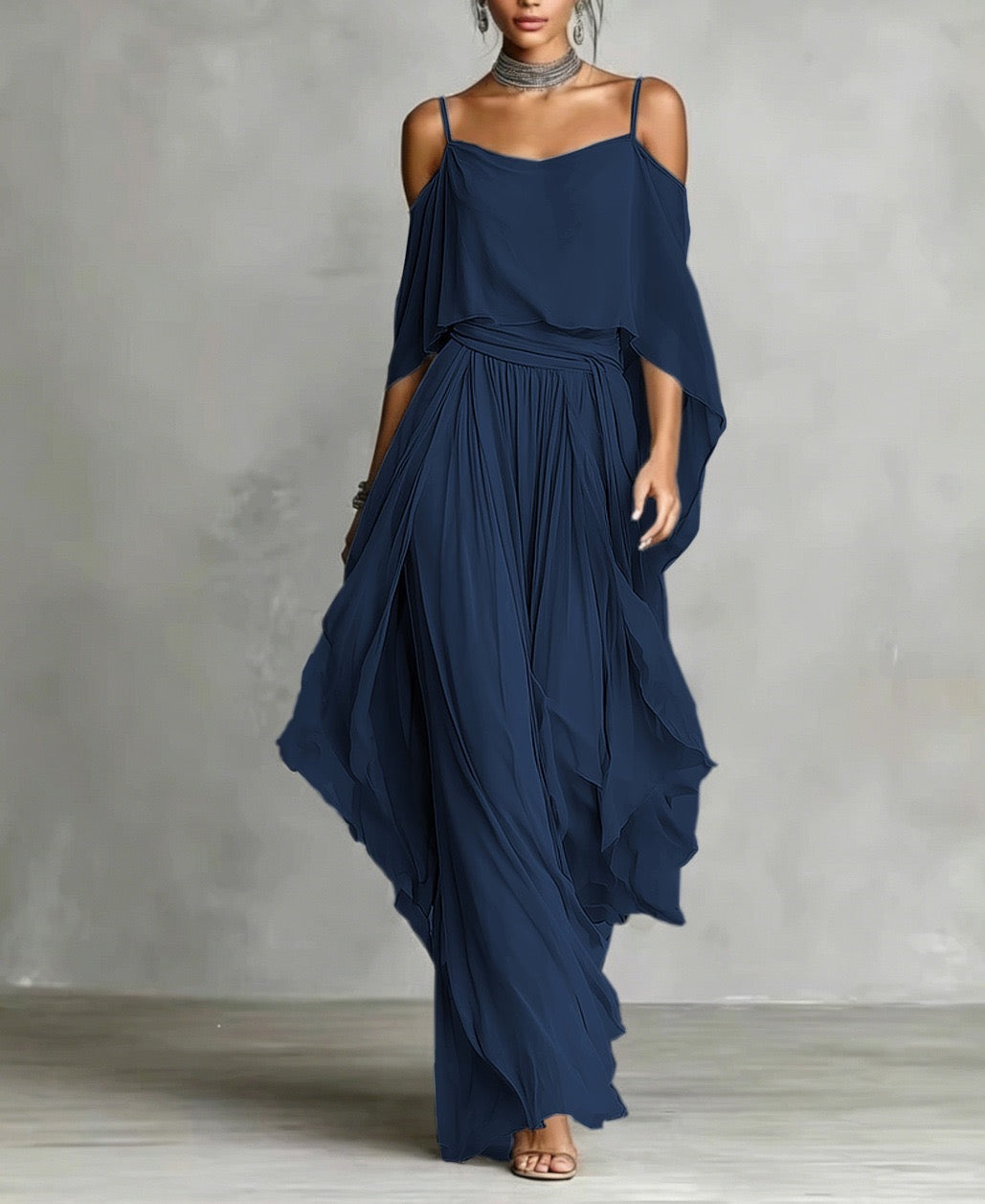 Renata set fluido due pezzi blu