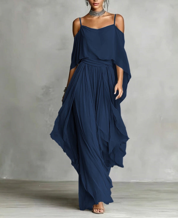 Renata set fluido due pezzi blu