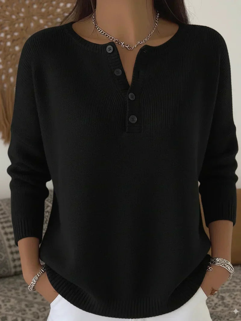 Helena | Maglione Henley con bottoni frontali in maglia