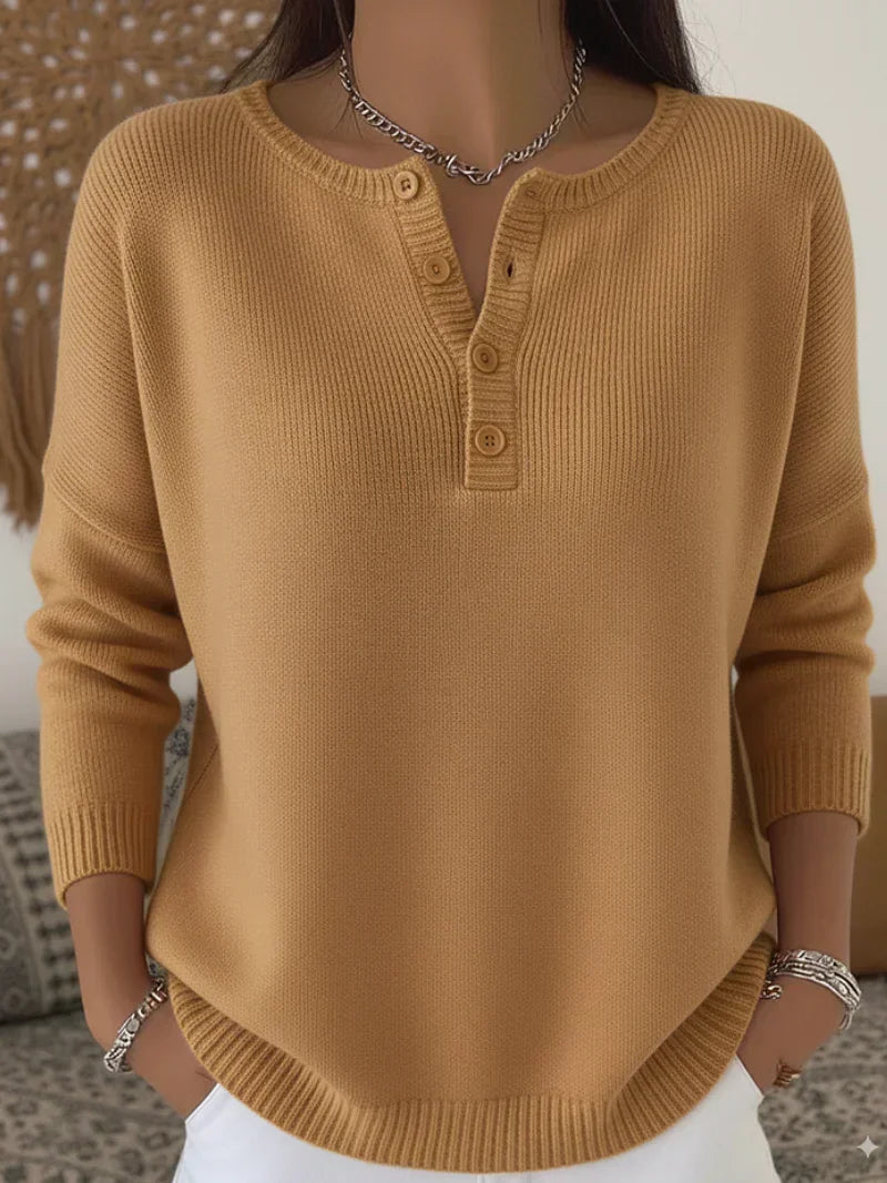 Helena | Maglione Henley con bottoni frontali in maglia