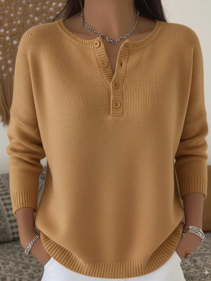 Helena | Maglione Henley con bottoni frontali in maglia