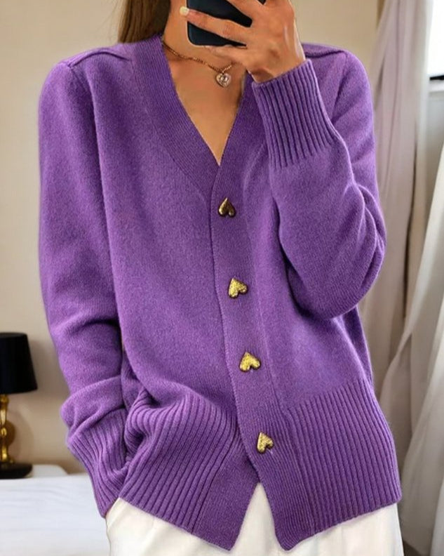 Ortensia | Cardigan con scollo a V e bottoni