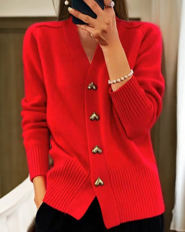 Ortensia | Cardigan con scollo a V e bottoni