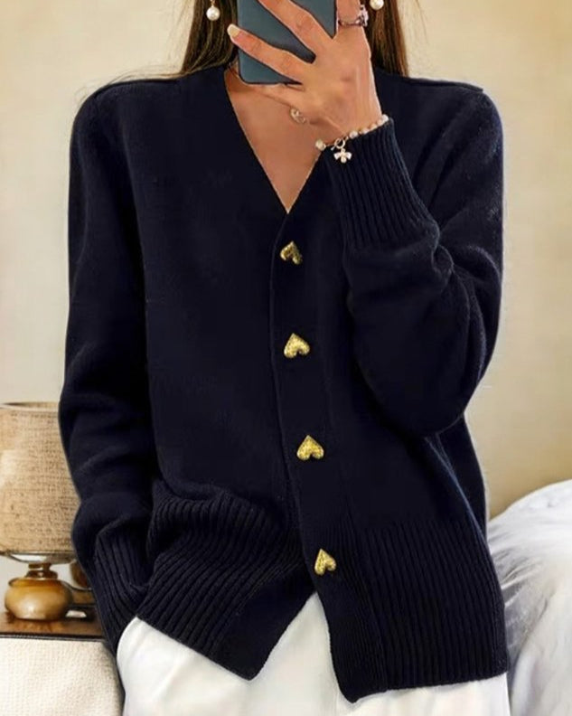 Ortensia | Cardigan con scollo a V e bottoni