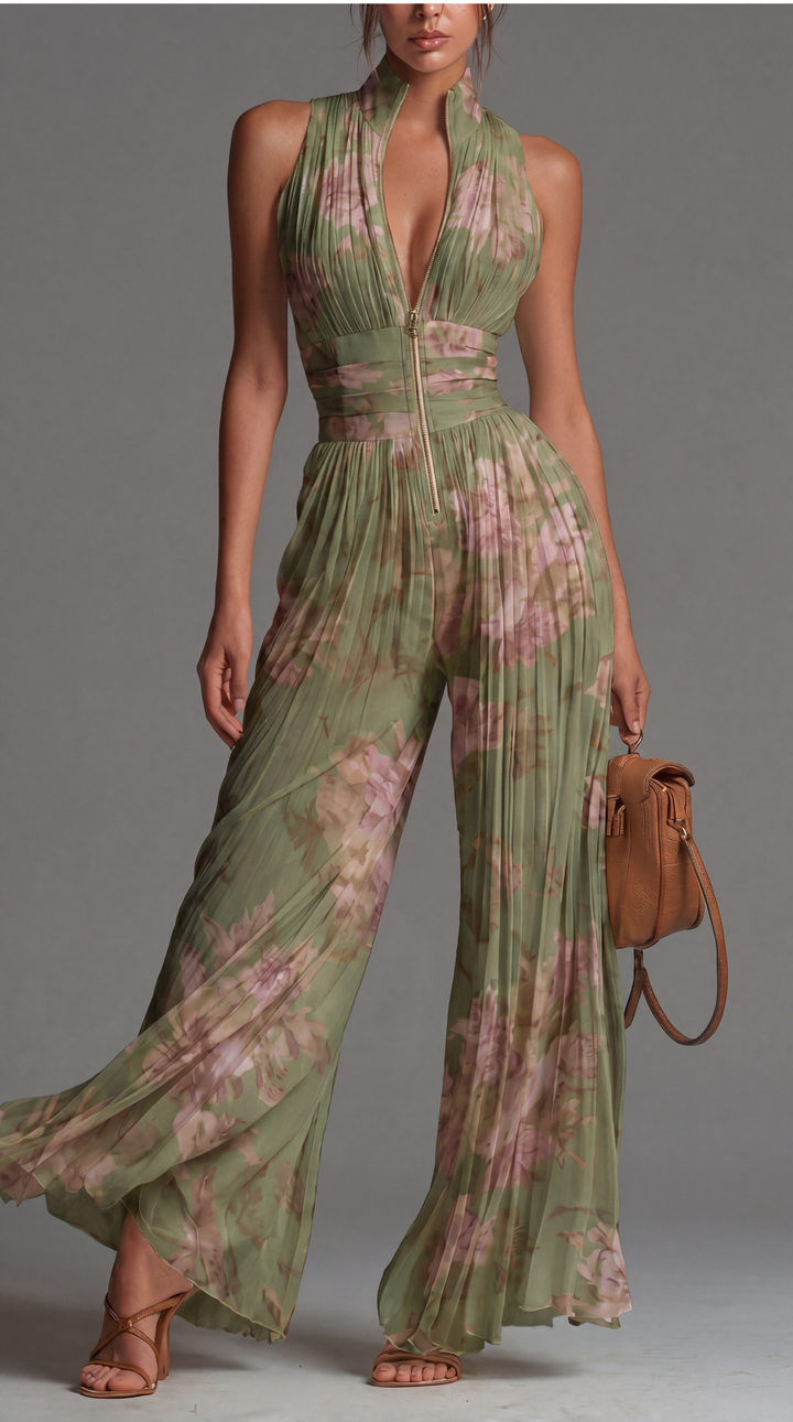 Tuta plissettata in chiffon floreale • S1