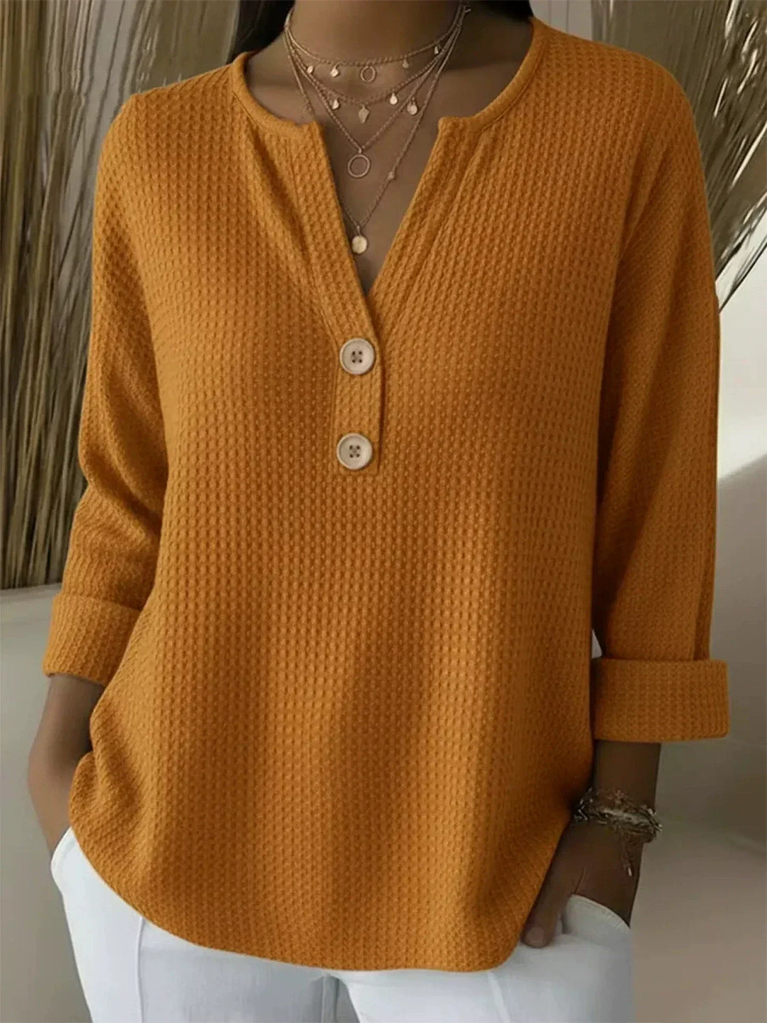 Lucinda | Top Henley con bottoni