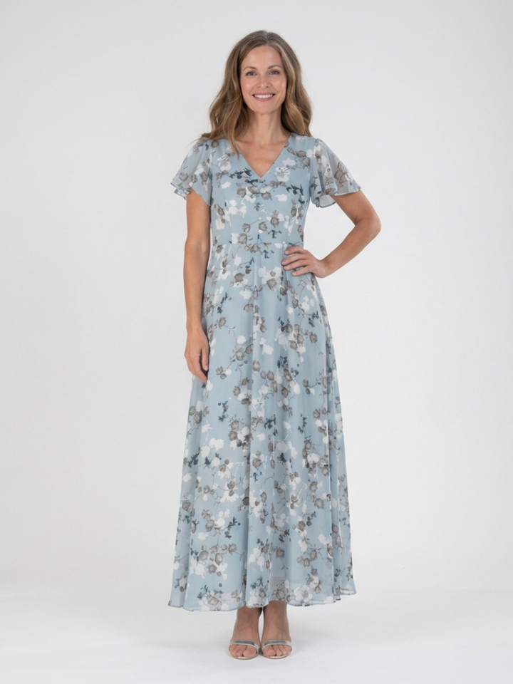 Ismeria | Abito lungo in chiffon floreale