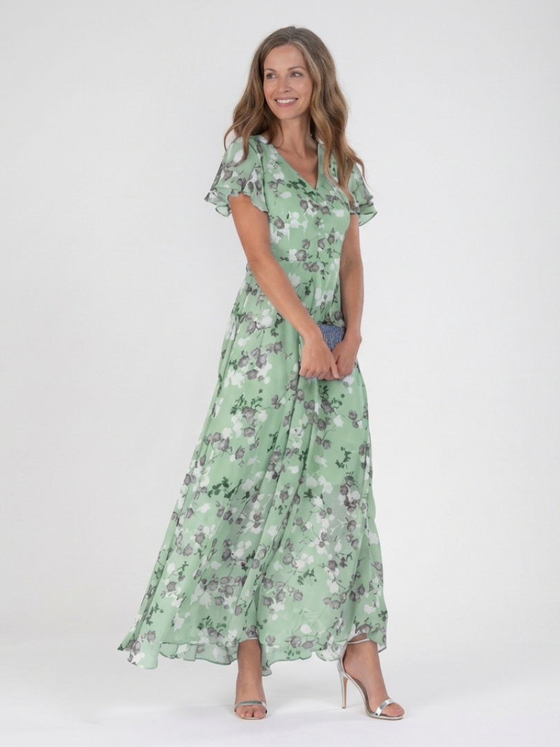 Ismeria | Abito lungo in chiffon floreale