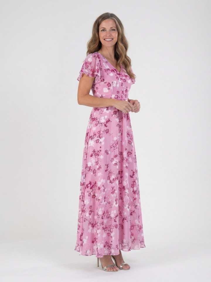 Ismeria | Abito lungo in chiffon floreale