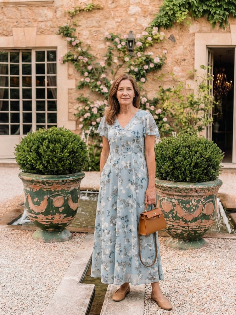 Ismeria | Abito lungo in chiffon floreale