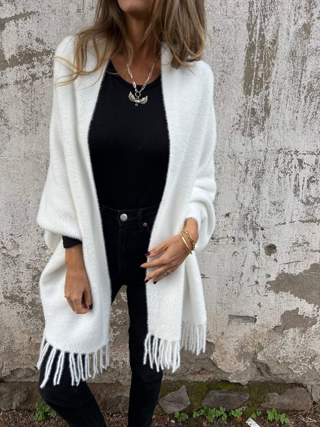 Ludovica | Cardigan lungo e caldo con frange