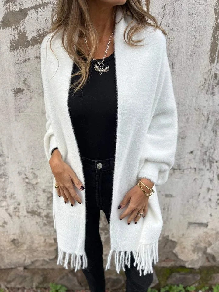 Ludovica | Cardigan lungo e caldo con frange