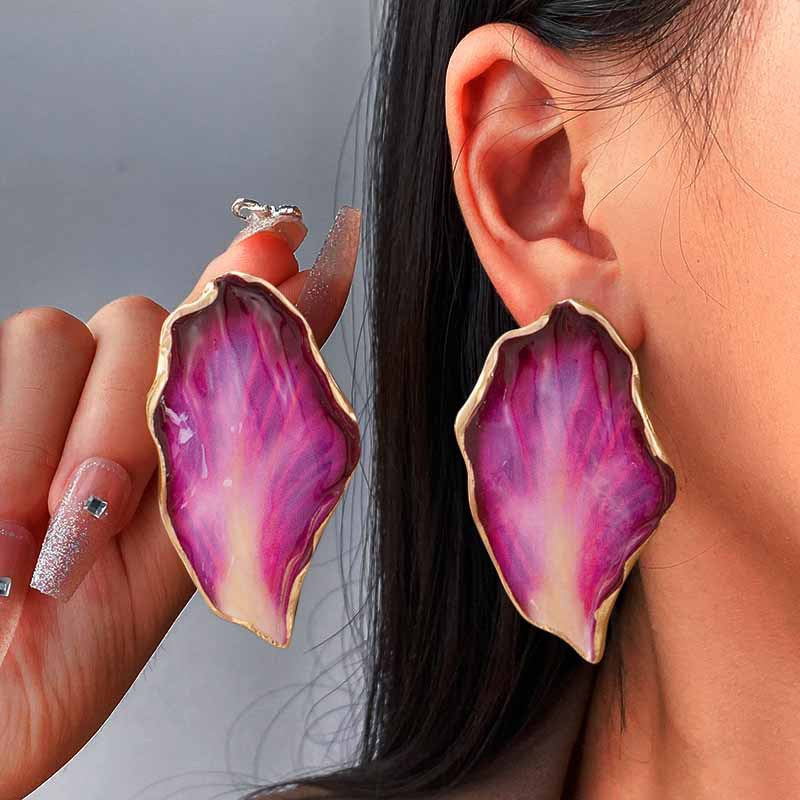 Orecchini pendenti a forma di petalo, stile statement