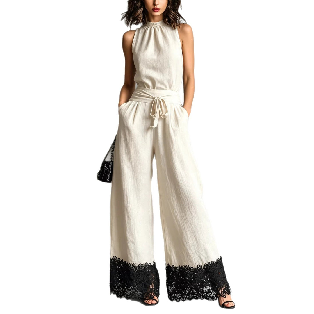 Tuta a gamba larga con scollo all&