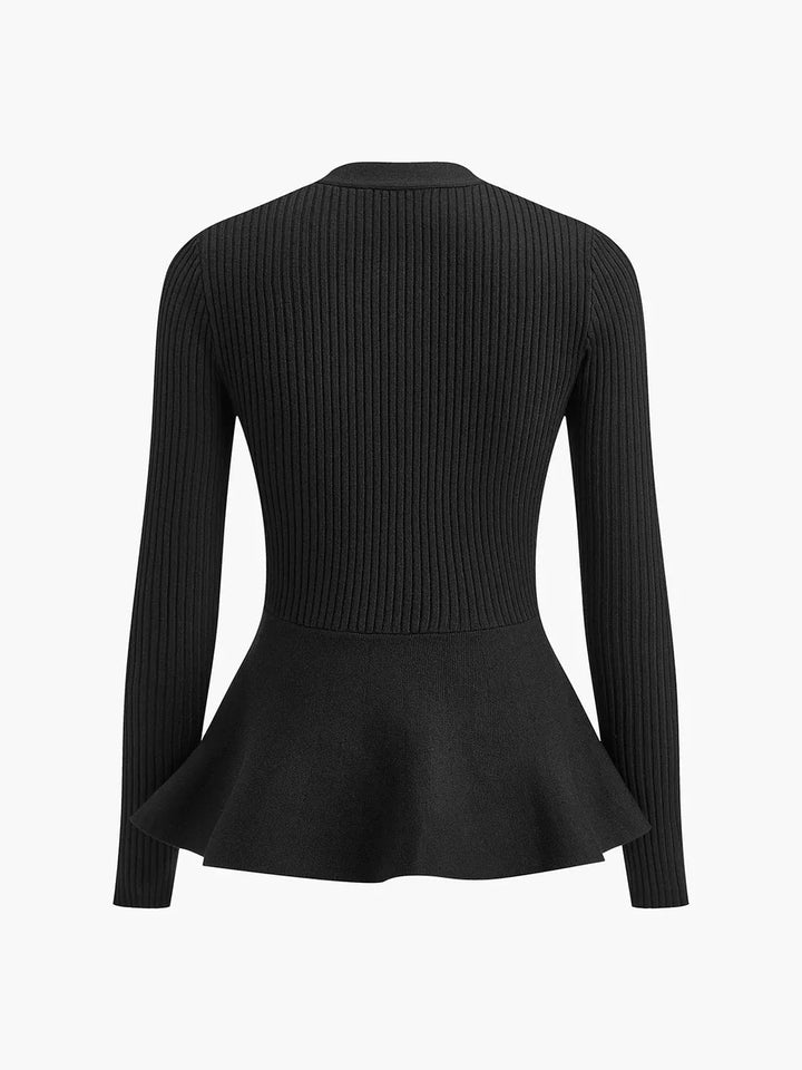 Delia | Top in maglia a costine con peplo