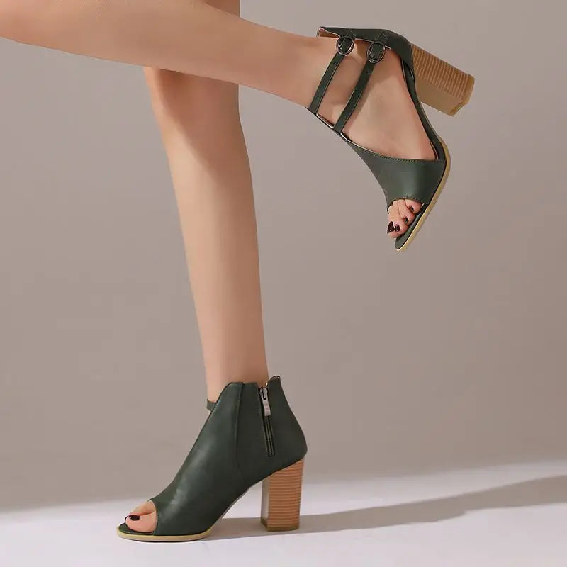 Ava Scarpe a punta aperta con tacco a blocco