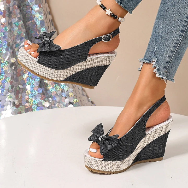 Sandali con zeppa in denim Anna