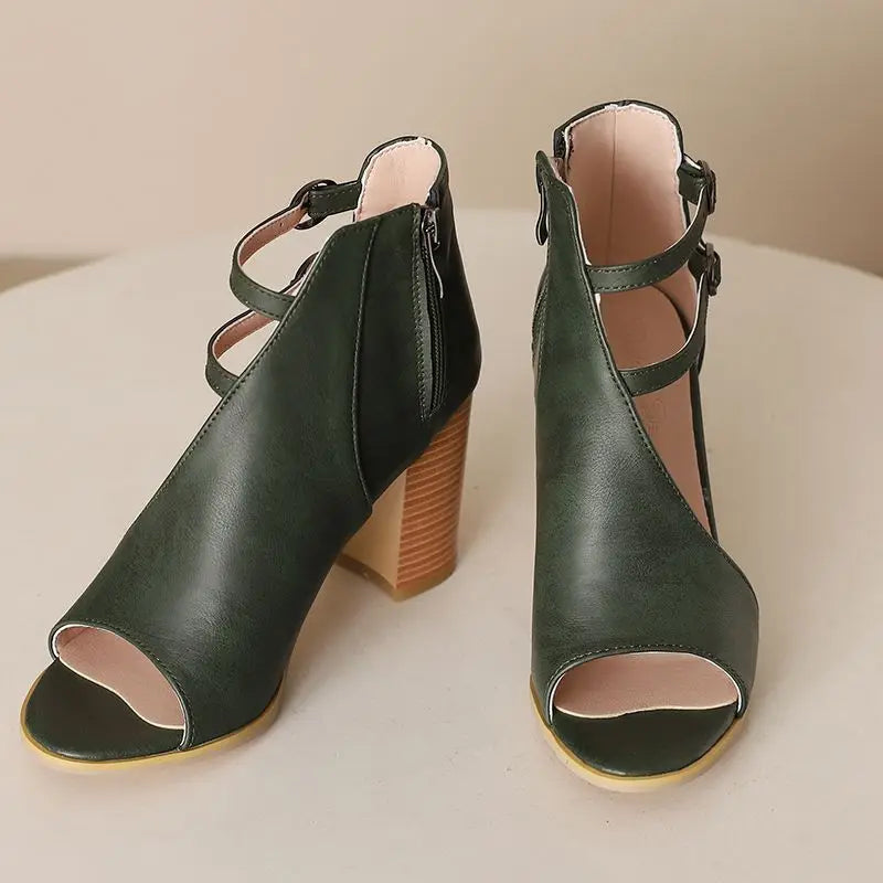 Ava Scarpe a punta aperta con tacco a blocco