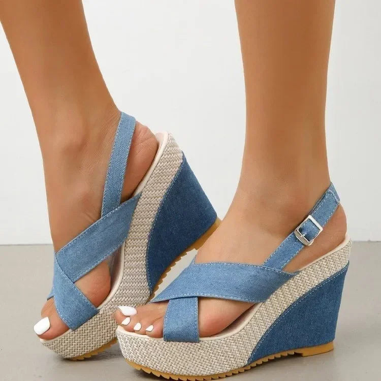 Maya Sandali con Piattaforma in Denim