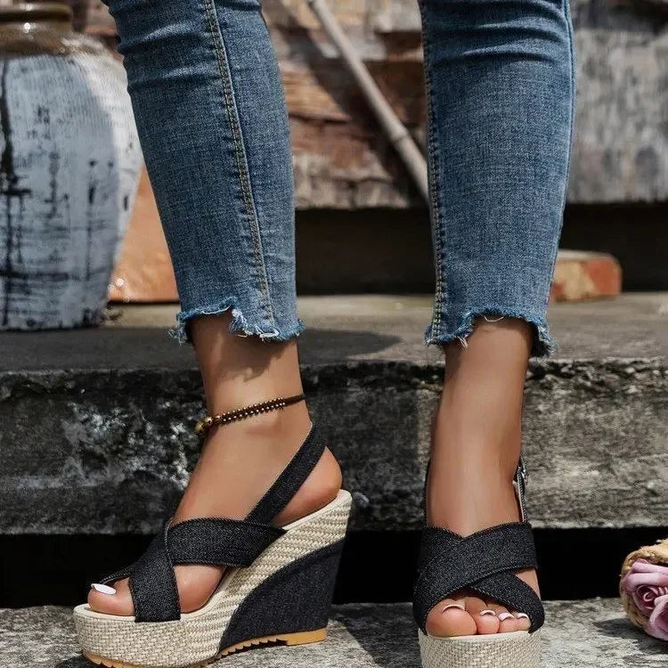 Maya Sandali con Piattaforma in Denim