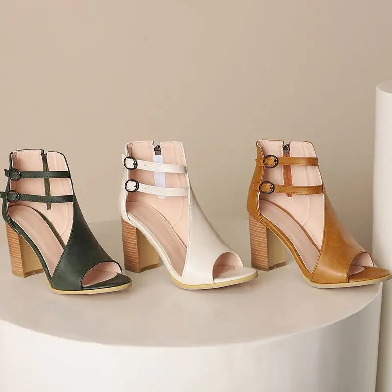 Ava Scarpe a punta aperta con tacco a blocco