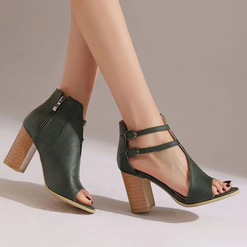 Ava Scarpe a punta aperta con tacco a blocco