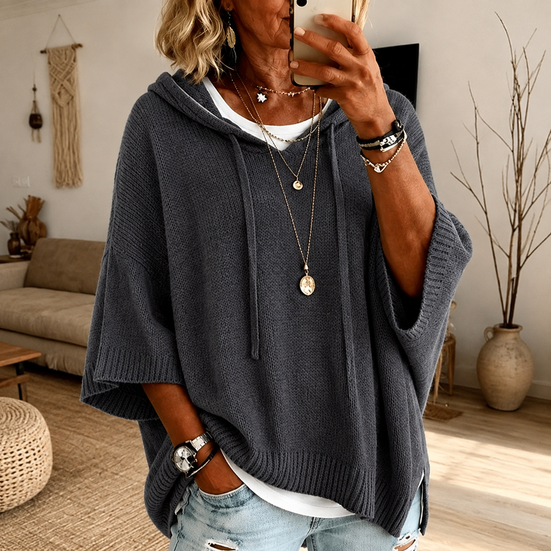 Camille – Maglione poncho color antracite