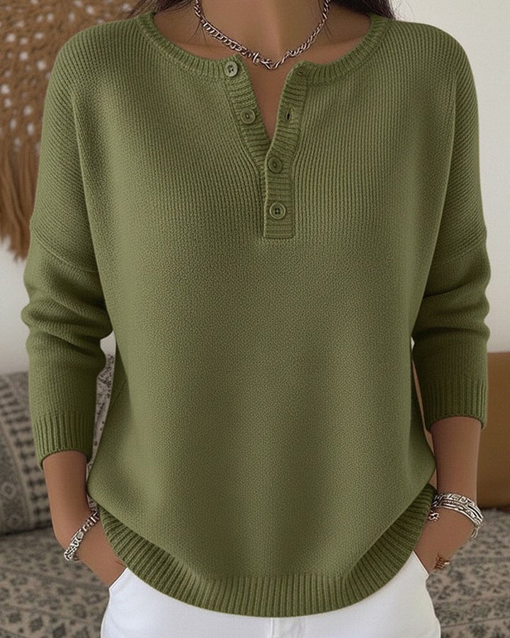 Helena | Maglione Henley con bottoni frontali in maglia