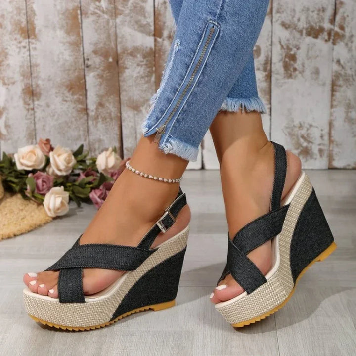 Maya Sandali con Piattaforma in Denim