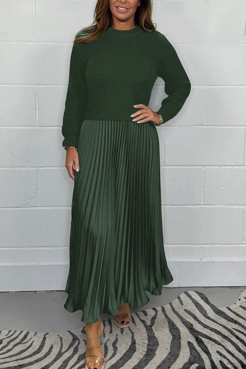 Claudia | Abito lungo con maglione e gonna plissettata