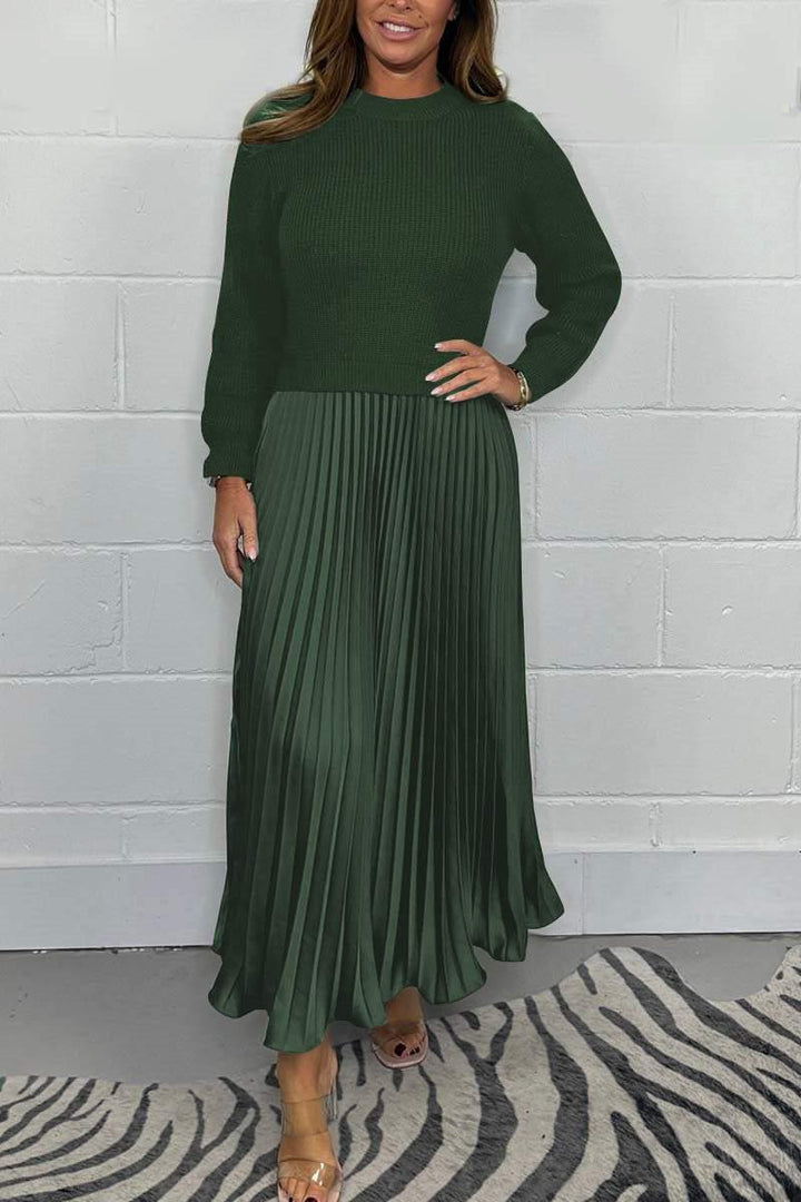 Claudia | Abito lungo con maglione e gonna plissettata