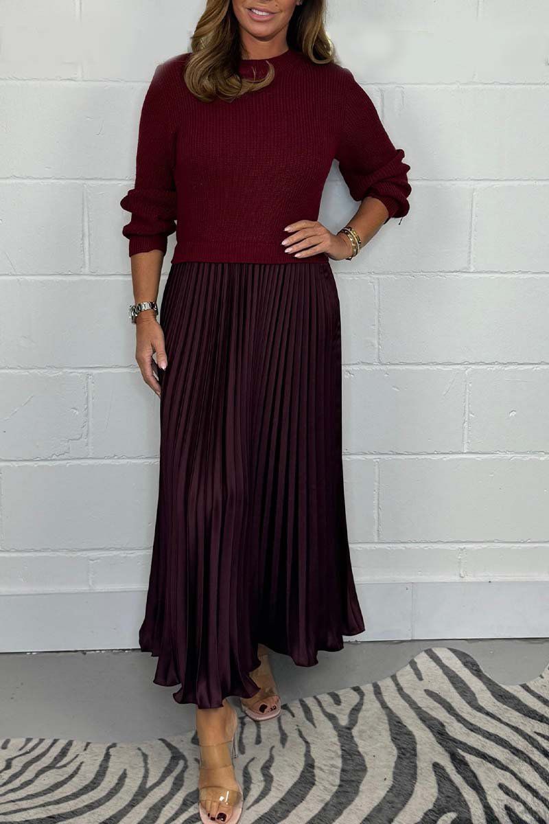 Claudia | Abito lungo con maglione e gonna plissettata